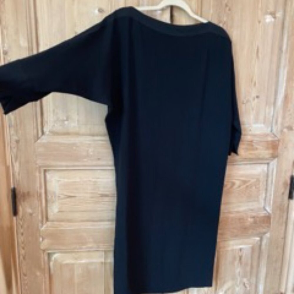 Maison Martin Margiela Silk Crepe Dolman Sleeve/Boat Neck Dress w/ Satin Stripe